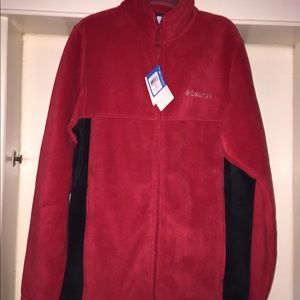 New Columbia Mens Small Bright Red Fleece Jacket